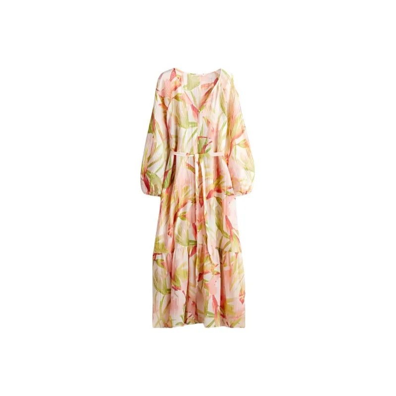 H&M Long-Sleeved Dresses Women's White Floral-0