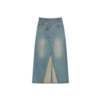 RUNTOTHEFUTURE Denim Long Skirts Women's Vintage Denim Blue