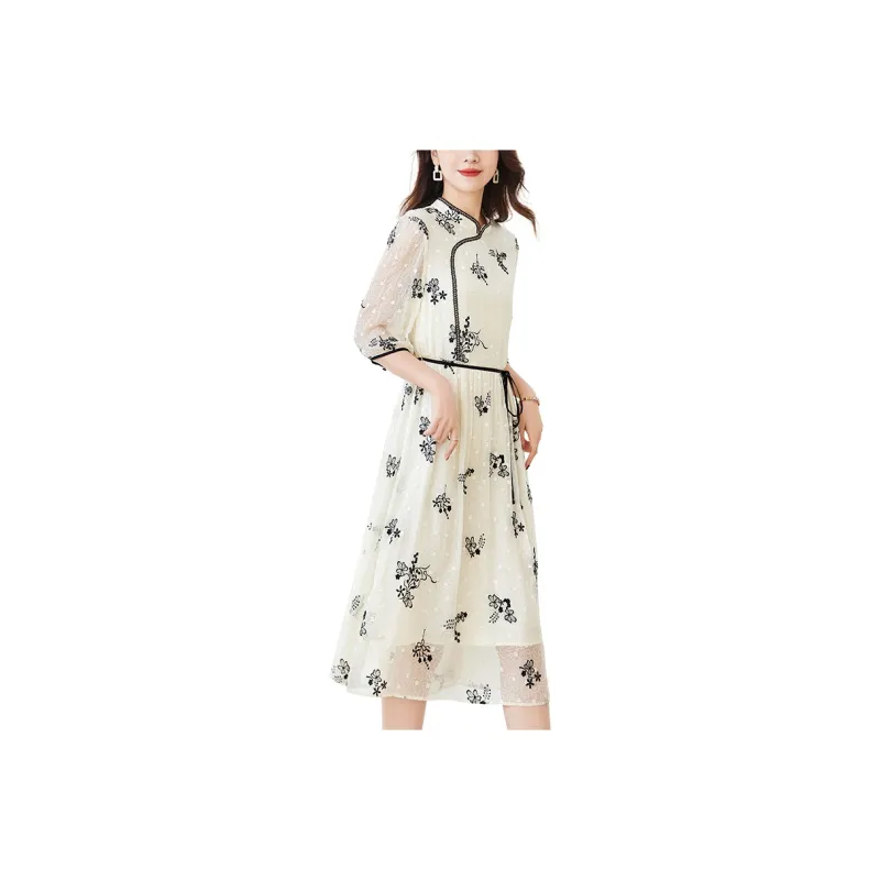 To The West Long Sleeved Dresses Women's Beige-0
