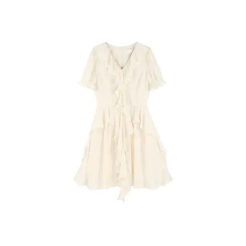 PALGLG Short-Sleeved Dresses Women's White Apricot