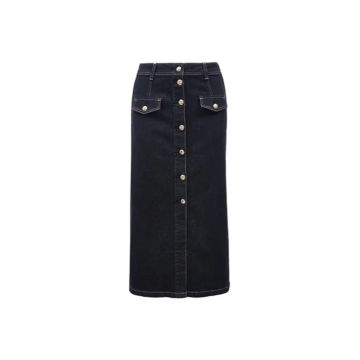 ONLY Denim Long Skirts Women's J37 1000 Washed Blue Denim 1000JEANS BLUE-0