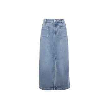ONLY Denim Long Skirts Women's Washed Denim Blue