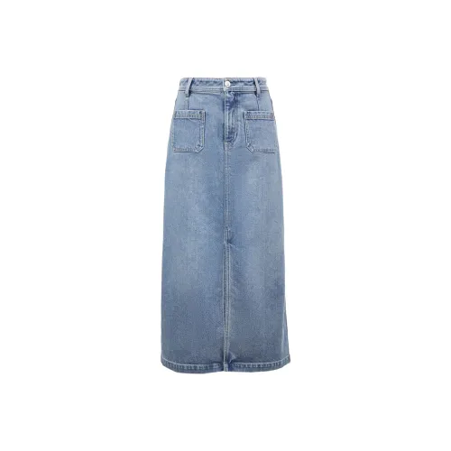 ONLY J33 350 워시드 데님 블루 여성 데님 롱 스커트