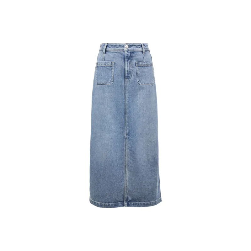 ONLY Denim Long Skirts Women's Washed Denim Blue-0