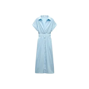 ZARA Short-Sleeved Dresses Women's Light Blue