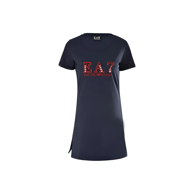 EMPORIO ARMANI EA7 Short Sleeved Dresses Women's Blue-0