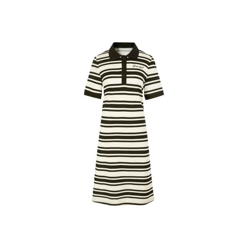 3COLOUR Short Sleeved Dresses Women's Black Rice Stripes-0