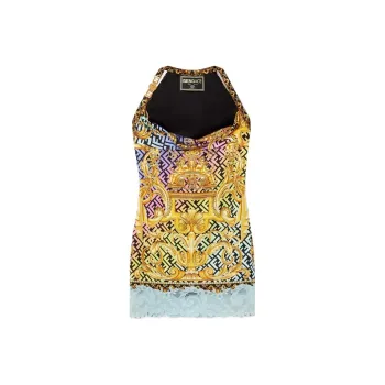 VERSACE Fendace Baroque Studded Mini Dress Gold/Multi