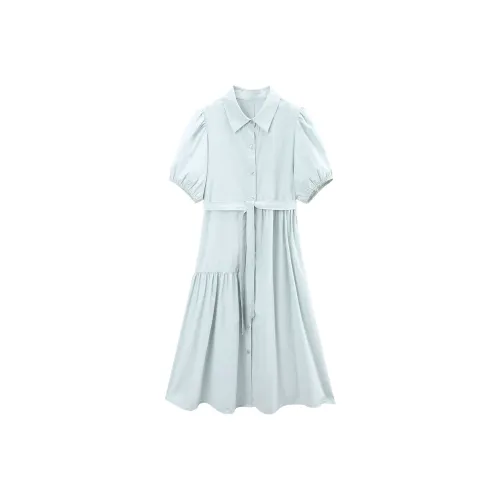 A Paradise For Awakening Short Sleeved Dress Women's Blue Green