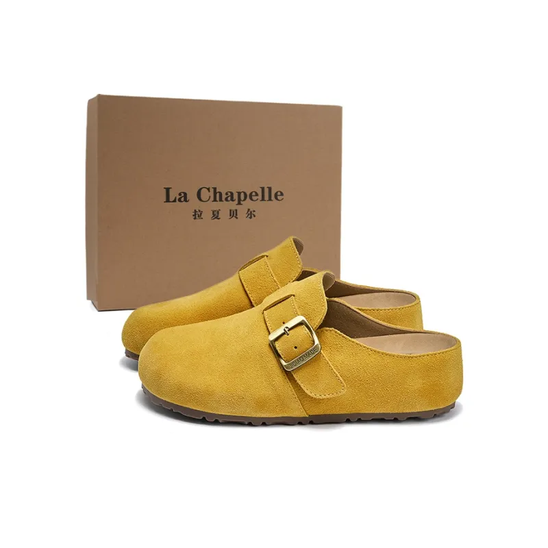 La Chapelle Abrasion Resistant Closed Toe Birkenstock Shoes Women's Yellow-0