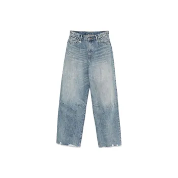 R13 Distressed Wide Leg Jeans