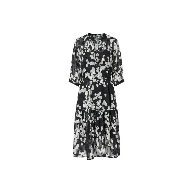 JZ. ANNAKRO Short Sleeved Dress Women's Floral Black-0