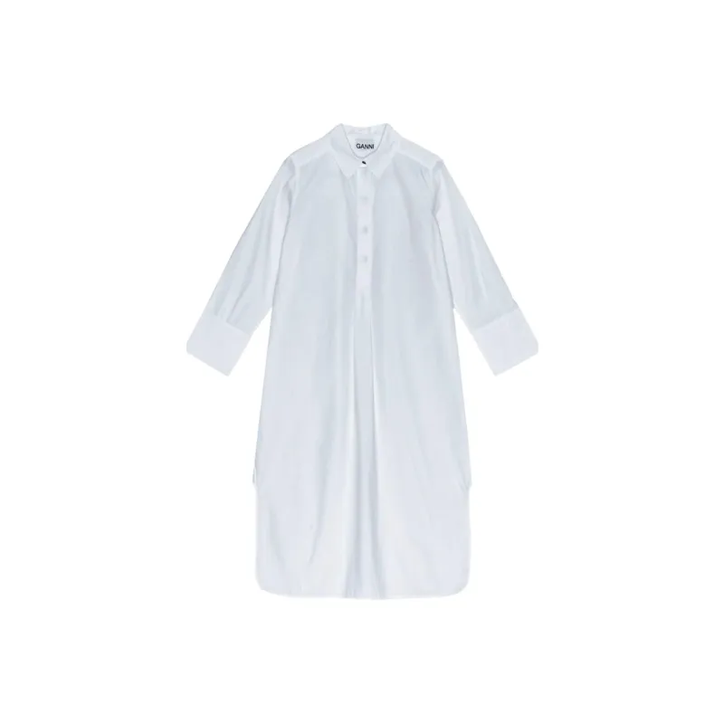 GANNI Poplin Oversized Midi Shirt Dress-0