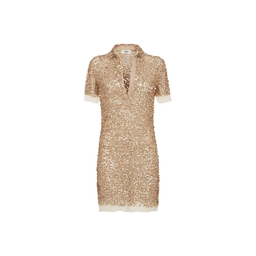 FENDI FW24 Short Sleeved Dresses Women's Gold