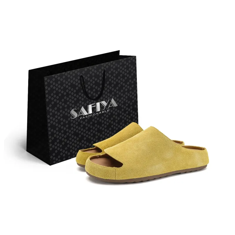 SAFIYA Slide Slippers Women's Mustard Green/Lemon Yellow-0