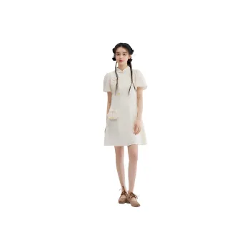 ZIHAN Short-Sleeved Dresses Women's White Ginger