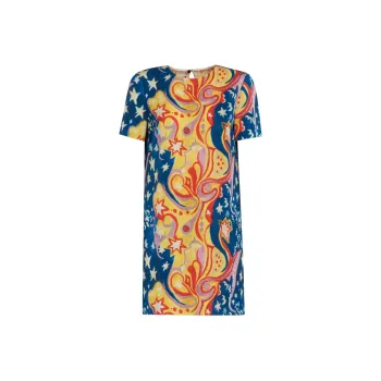 MARNI X No Vacancy Inn Co-brand Short-Sleeved Dresses Women's Blue