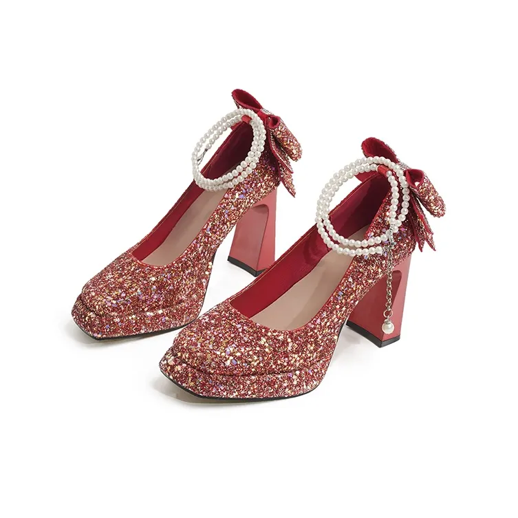 Dawei's House Chunky Heel High Heels Women's Gift Box Set-35
