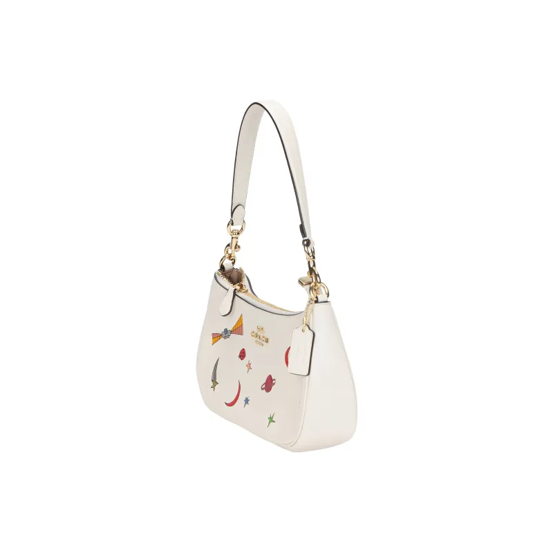 COACH Teri Leather Shoulder Bag Crossbody Bag Handbag Medium Size Women's Chalk Multicolor-2