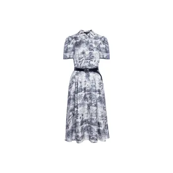 BESIONIA SS23 Short Sleeved Dress Slim Fit Women's White Pattern