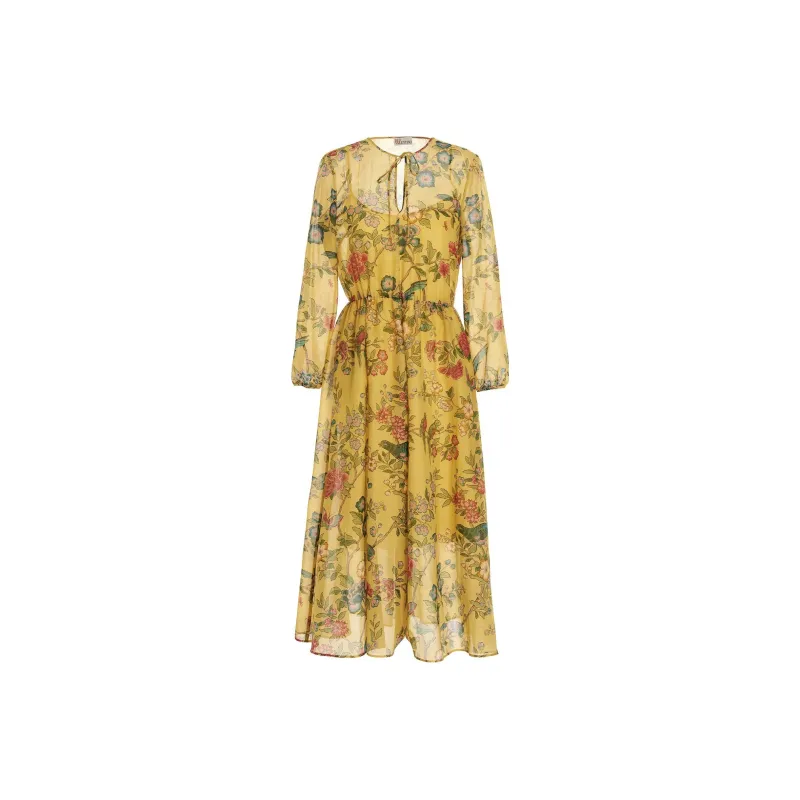 Valentino SS22 Long Sleeved Dress Women's Yellow-0