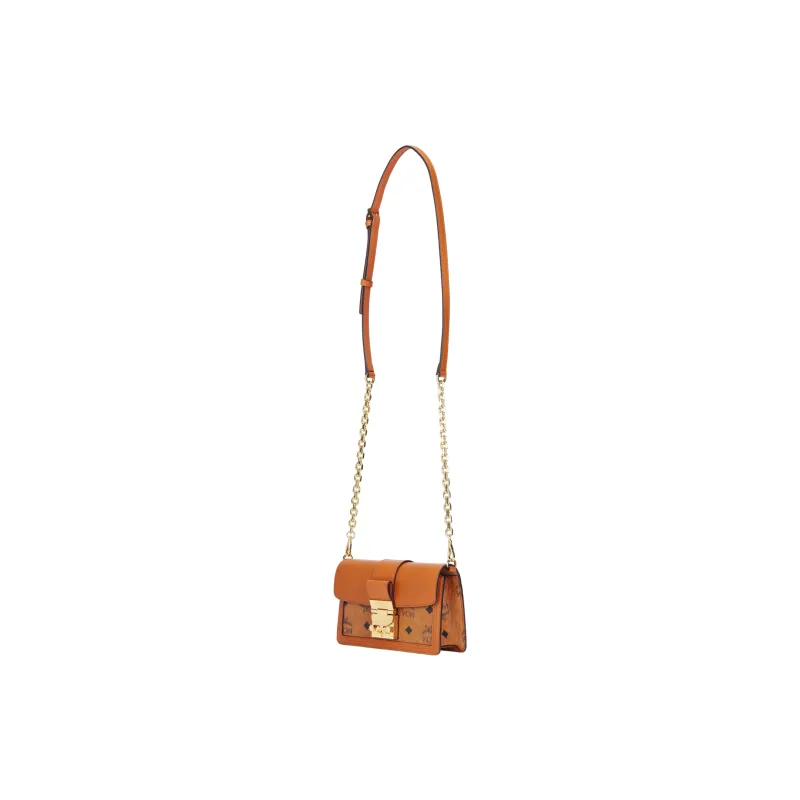 MCM Aren Visetos Cow Leather Patchwork Box Bag, Shoulder Bag, Crossbody Bag Mini Women's Brown Cognac-1
