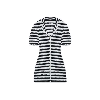 Maje Short-Sleeved Dresses Women's Black White Stripes