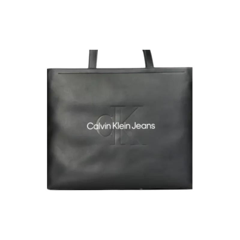 CALVIN KLEIN Synthetic Material Tote Bag, Shopping Bag, Handbag, Shoulder Bag Women's Black-4