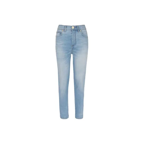 BALMAIN High Waist Straight Leg Jeans