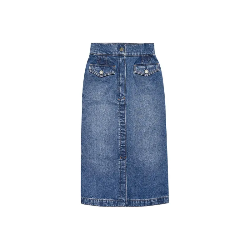 FRAME SS24 Denim Long Skirt Women's Blue-0