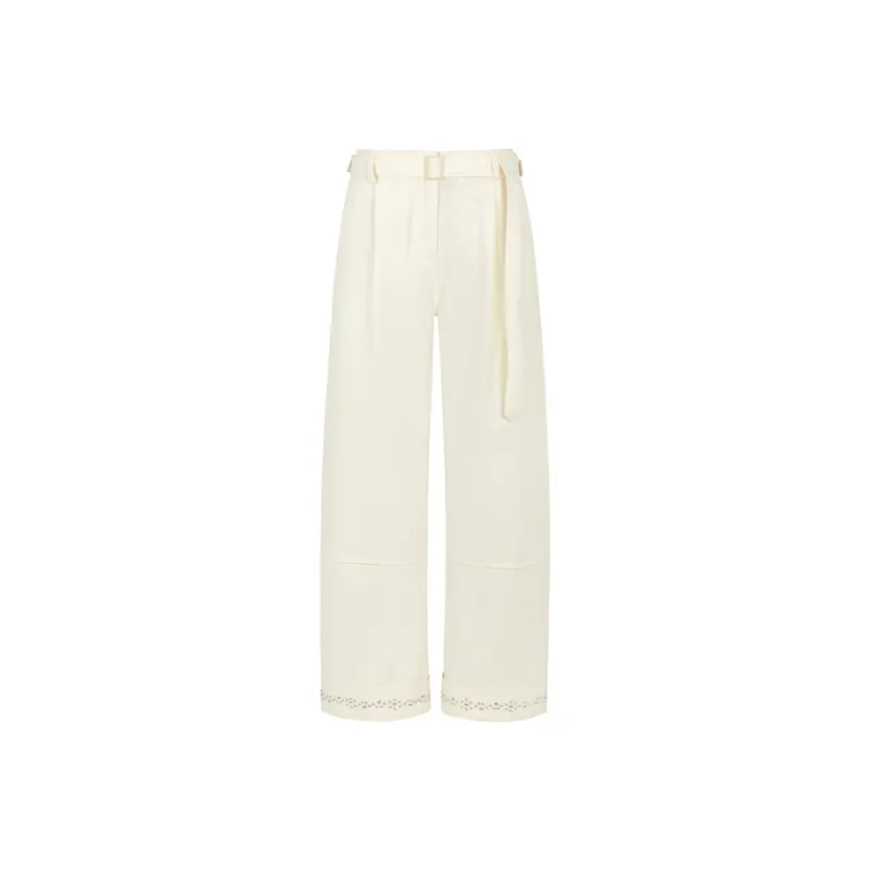 Three Quarters Casual Pants Women's Ecru-0