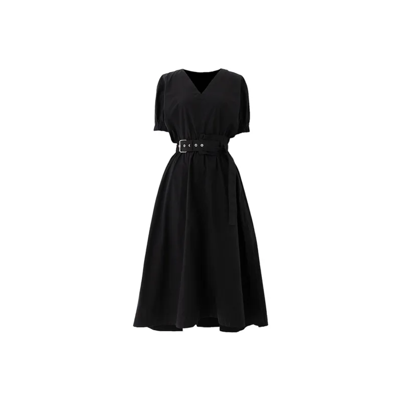 SOON FLOWER Short Sleeved Dress Women's Black-0