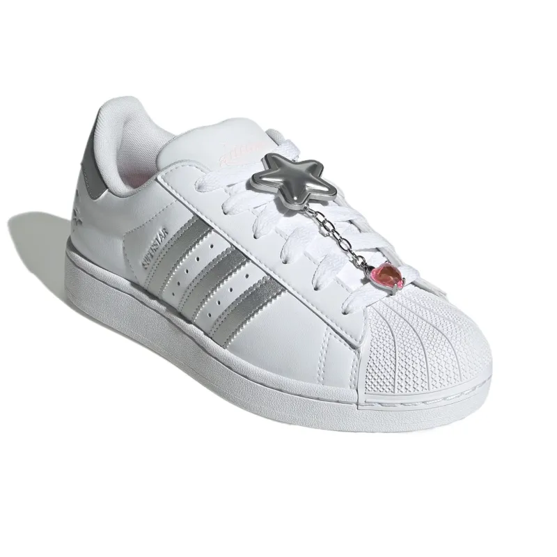 Adidas Originals SUPERSTAR Mid Top Skateboard Shoes Women's White Silver-3