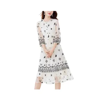 Yi Mengyuan Long Sleeved Dresses Women's Beige