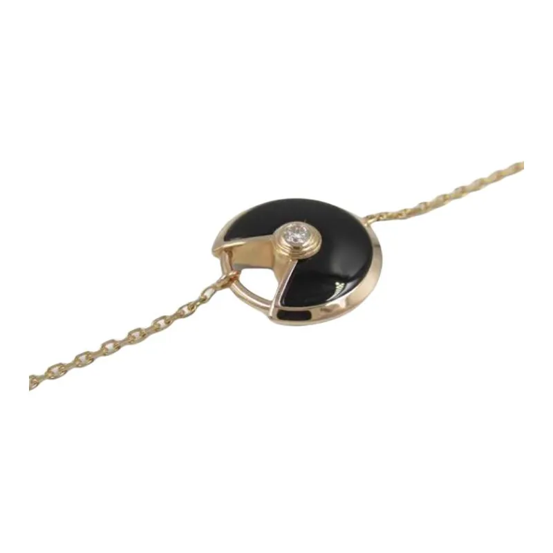 Cartier 10's 18kt Rose Gold Amulette Onyx And Diamond Bracelet-2