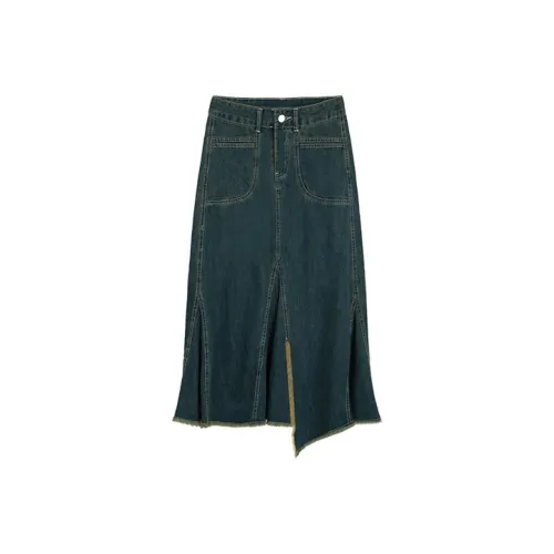 ETSE Denim Long Skirts Women's Blue