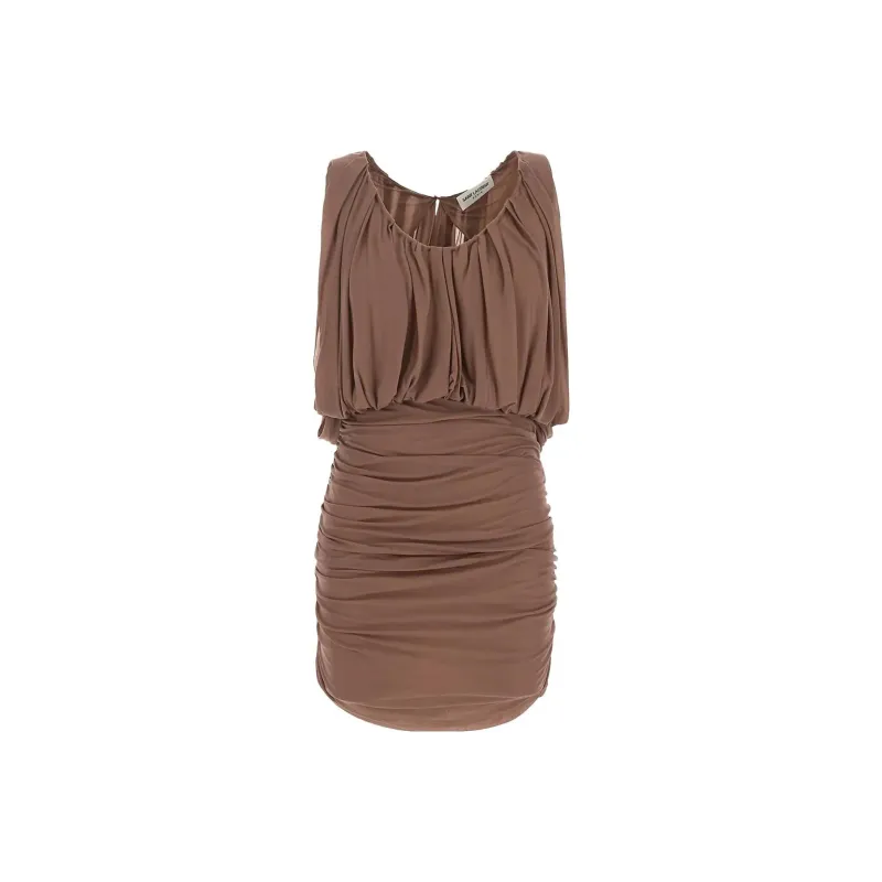 SAINT LAURENT Draped Sleeveless Dress-0