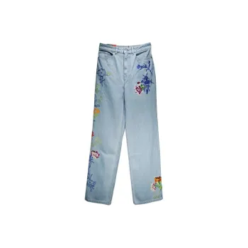KENZO Sumire Drawn Flowers High Waist Jeans