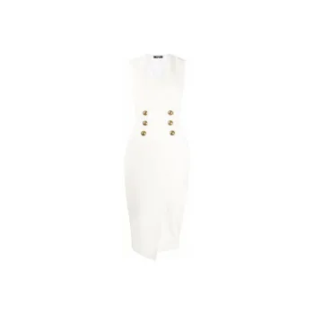 BALMAIN Sleeveless Dresses Women's White