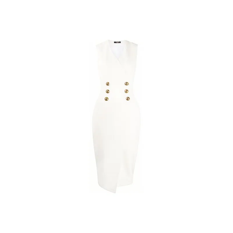 BALMAIN Sleeveless Dresses Women's White-0