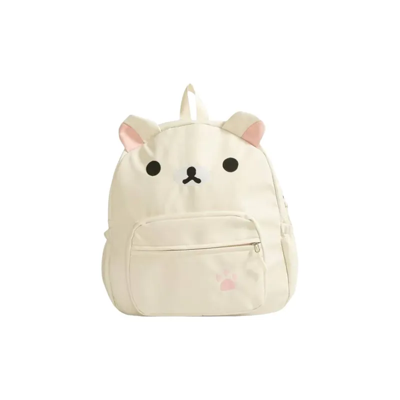 Parker Bear Nylon Fabric Backpack Women's White/Dark Brown-0