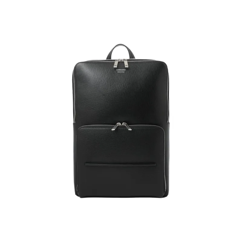 FERRAGAMO Buffalo Leather Backpack Men's Black-0