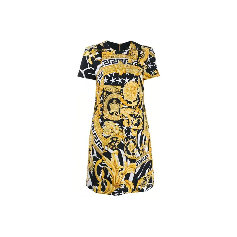 VERSACE Short Sleeved Dresses Women's Yellow-0