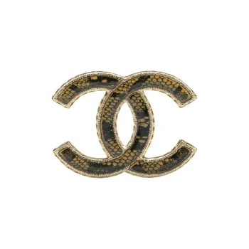 CHANEL 2013 Faux Lace And Resin Gold Plated Cc Brooch Costume Brooch