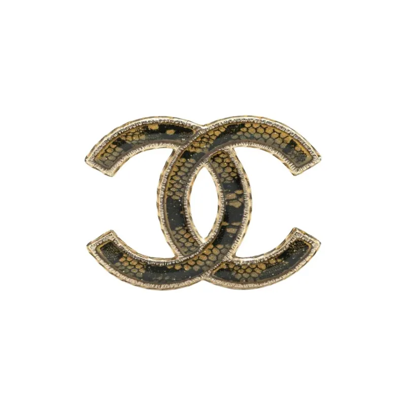 CHANEL 2013 Faux Lace And Resin Gold Plated Cc Brooch Costume Brooch-0