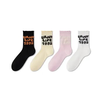 JIAZINI Mid Calf Socks Women's 4 Pack
