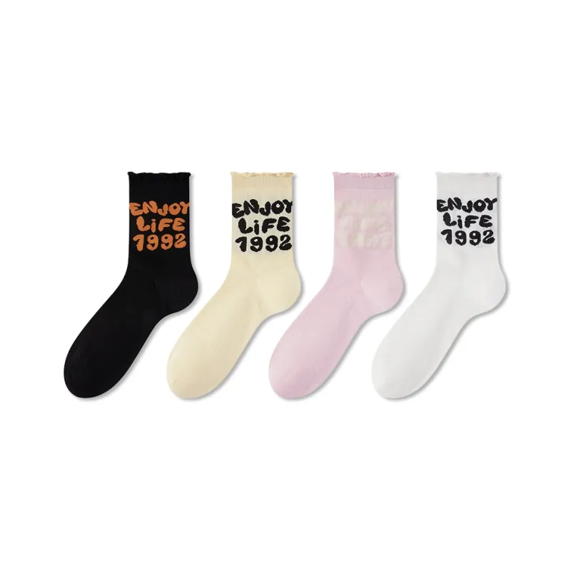 JIAZINI Mid Calf Socks Women's 4 Pack-0