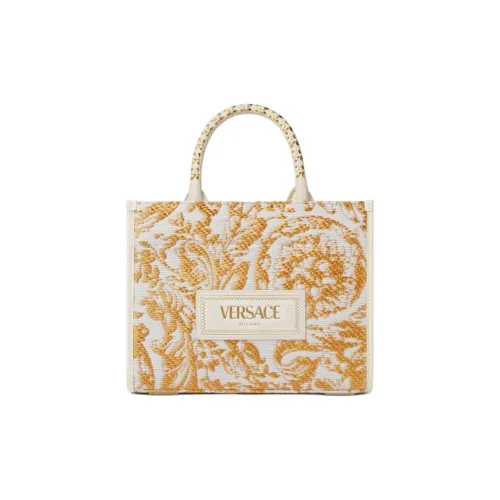FANSIZHE Barocco Raffia Tote Bag, Shopping Bag, Handbag Trumpets Women's White & Gold