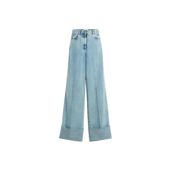 Lanvin Wide Leg Cuffed Denim Jeans
