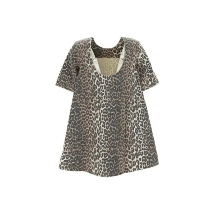 GANNI Leopard Printed Open Back Mini Dress-0